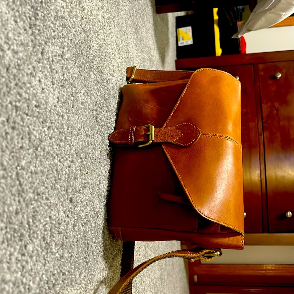 Brown leather cross body bag